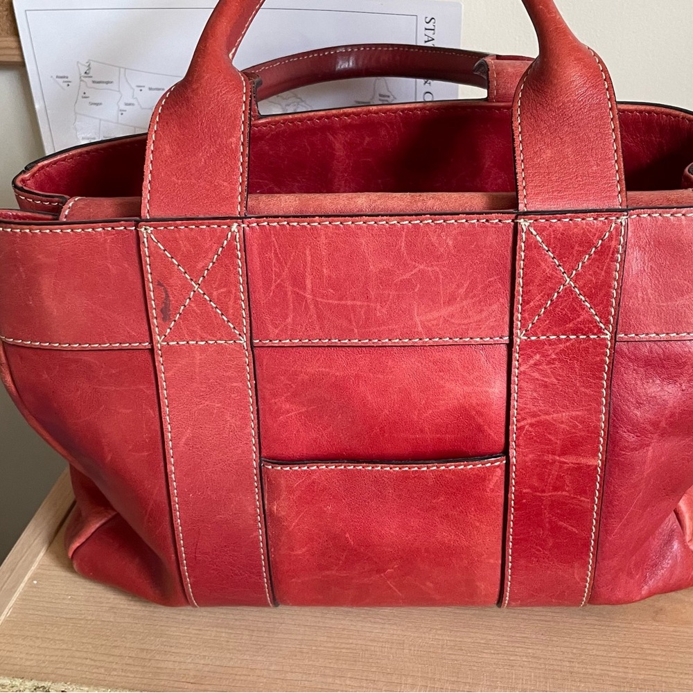 Red Leather Tote Bag